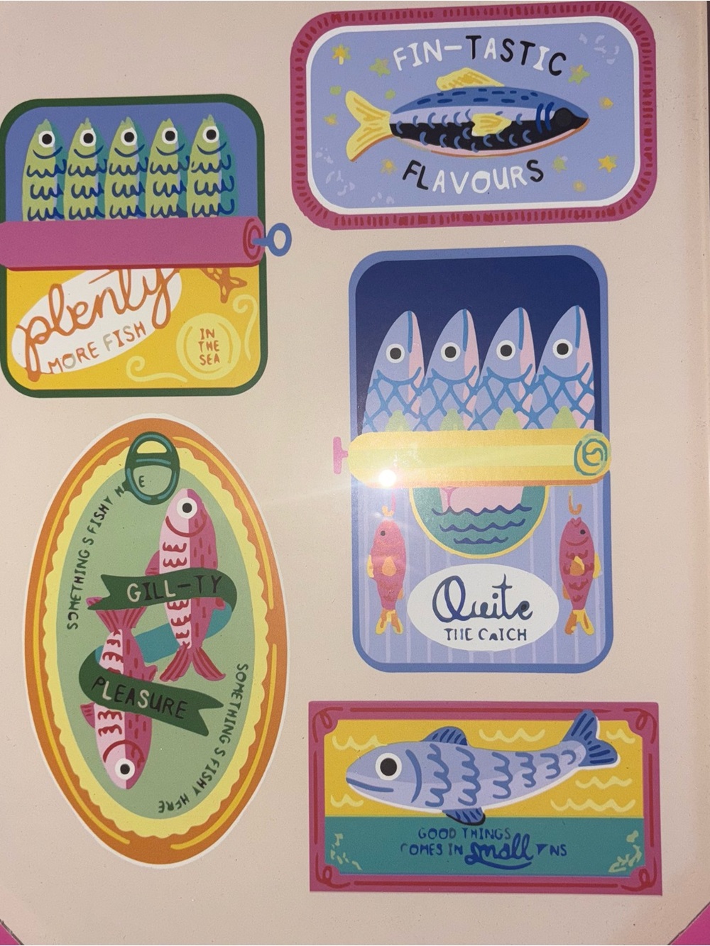 Seafood-Themed Wall Art Print - Colorful Fish Tin Illustrations